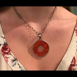 Silpada Sterling Silver Sponge Coral “O” Necklace